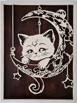 Wandbild Katze auf dem Mond